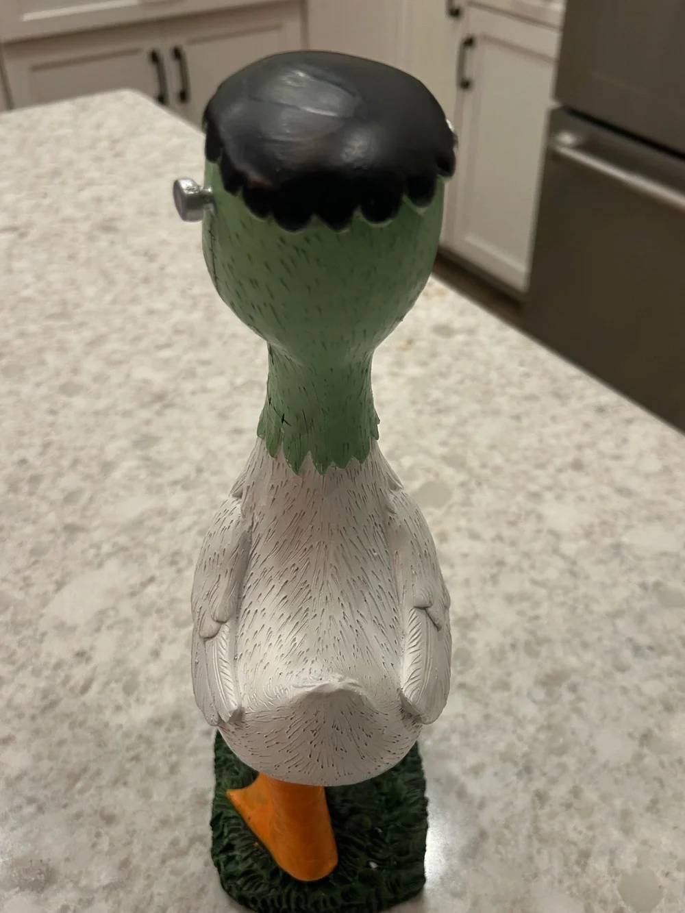 “New” Frankenstein Duck  - Green & White Decorative Figurine